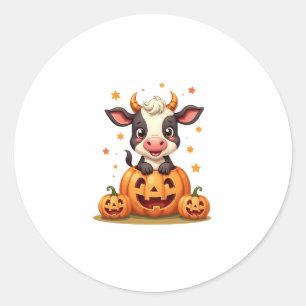 Pumpkin Patch Cow Classic Round Sticker