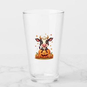 Pumpkin Patch Cow Glass