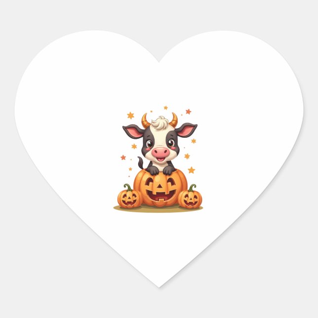 Pumpkin Patch Cow Heart Sticker (Front)