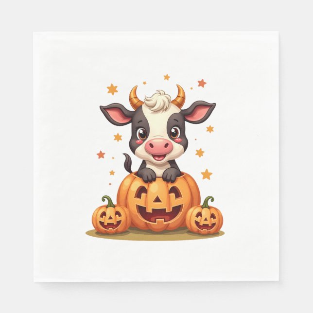 Pumpkin Patch Cow Napkin (Front)