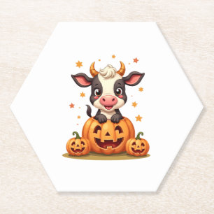 Pumpkin Patch Cow Paper Coaster