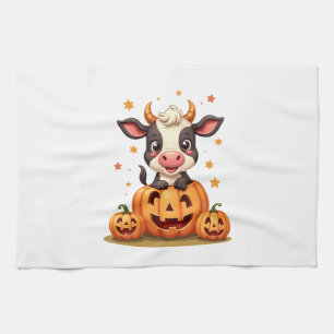Pumpkin Patch Cow Tea Towel