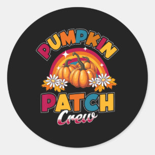 Pumpkin Patch Crew Kids Fall Autumn Thanksgiving H Classic Round Sticker