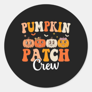 Pumpkin Patch Crew Matching Family Groovy Fall Hal Classic Round Sticker
