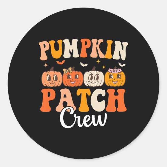 Pumpkin Patch Crew Matching Family Groovy Fall Hal Classic Round Sticker (Front)