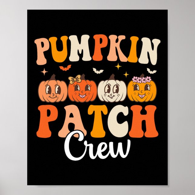 Pumpkin Patch Crew Matching Family Groovy Fall Hal Poster (Front)