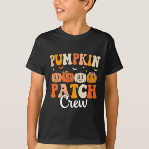 Pumpkin Patch Crew Matching Family Groovy Fall Hal T-Shirt