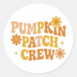 Pumpkin Patch Crew Retro Groovy Fall Autumn Classic Round Sticker