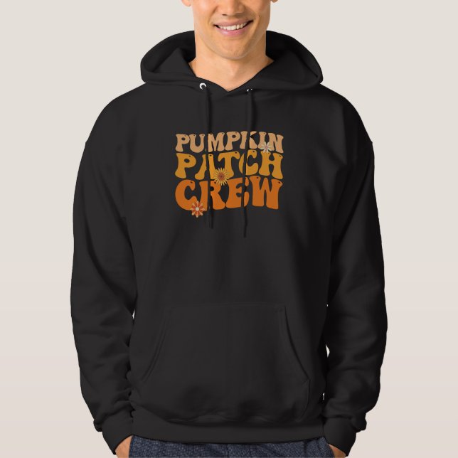 Pumpkin Patch Crew Retro Groovy Fall Autumn Hoodie (Front)