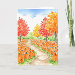 Pumpkin Patch Fall Watercolor Card