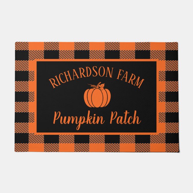 Pumpkin Patch Family Name Halloween Fall Autumn  Doormat (Front)