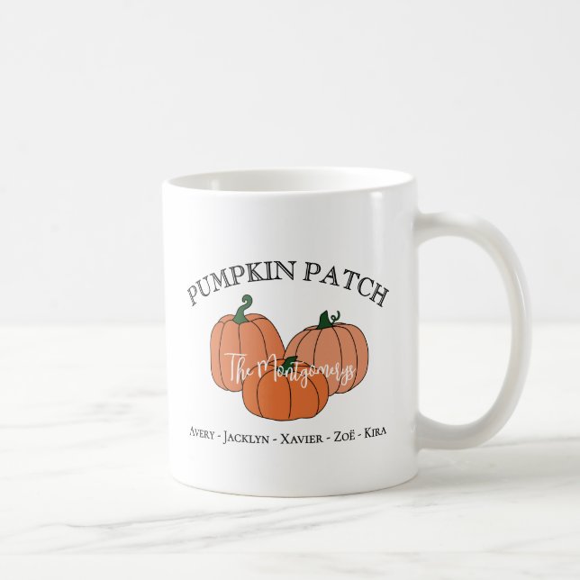 Pumpkin Patch Family or Company Employee Names Coffee Mug (Right)
