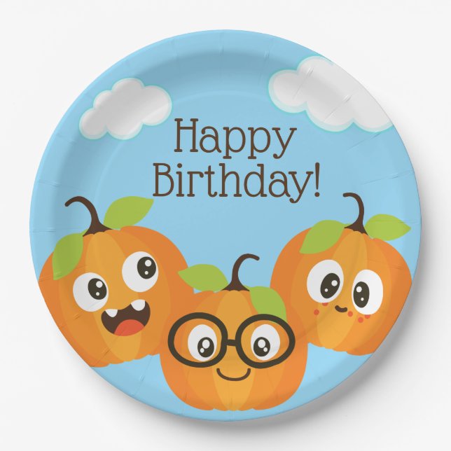 Pumpkin Patch Farm Kids Birthday Paper Plate (Front)
