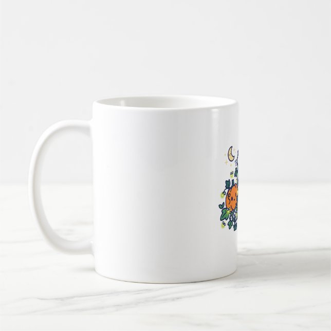 Pumpkin Patch Fireflies Night Halloween Art Coffee Mug (Left)