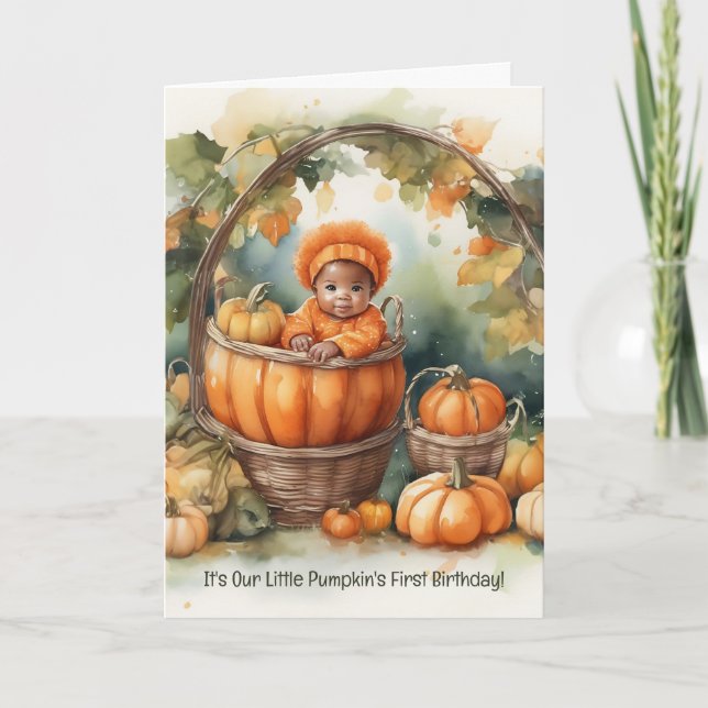 Pumpkin Patch First Birthday Celebration! Note Card (Front)