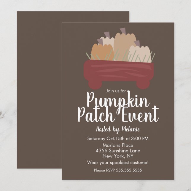  Pumpkin Patch Halloween Fall Event Flyer Brown Invitation (Front/Back)