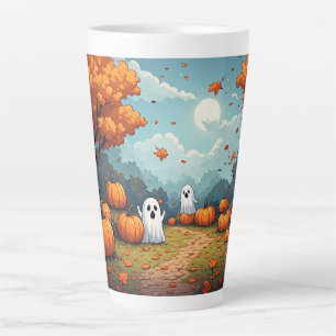 Pumpkin Patch Halloween Forest Scene 🎃 Latte Mug