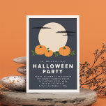 Pumpkin Patch Halloween Party Invitation<br><div class="desc">Invite guests to your Halloween bash with our spooky and modern party invitations. Design features a smoky midnight blue background with a full moon rising over a pumpkin patch, framed by a thick white border. Personalise with your Halloween party details using the fields provided. Cards reverse to horizontal orange and...</div>