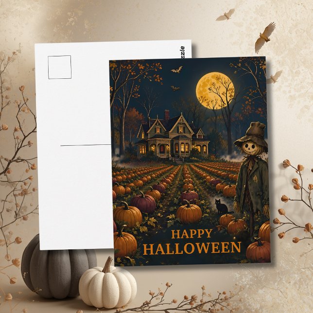 Pumpkin Patch Halloween Scarecrow  Postcard (Creator Uploaded)