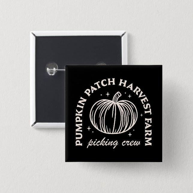 Pumpkin patch harvest farm picking crew squad 15 cm square badge (Front & Back)