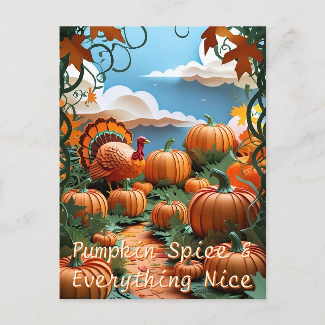 Pumpkin Patch Harvest Holiday Postcard (Front)
