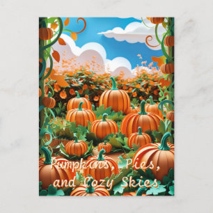 Pumpkin Patch Harvest Holiday Postcard