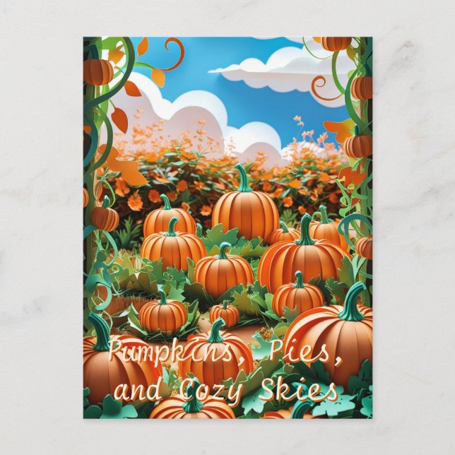 Pumpkin Patch Harvest Holiday Postcard (Front)
