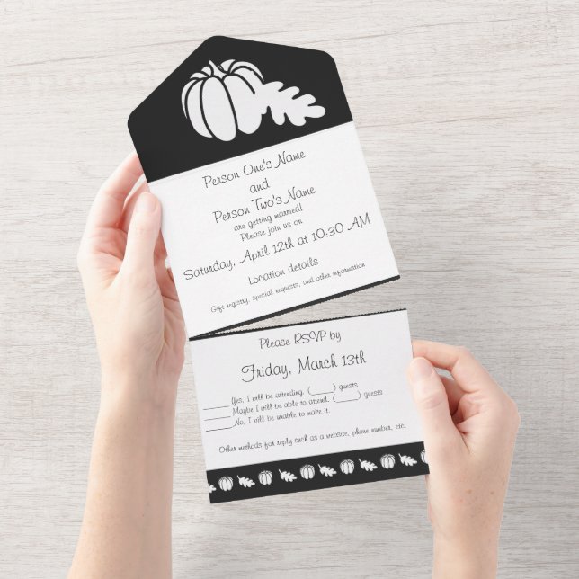 Pumpkin Patch in Black All In One Invitation (Tearaway)
