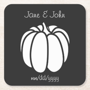Pumpkin Patch in Black Paper Coaster