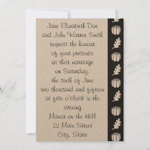 Pumpkin Patch in Black Wedding Invitation
