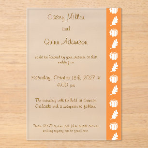 Pumpkin Patch in Orange Acrylic Wedding Invitations
