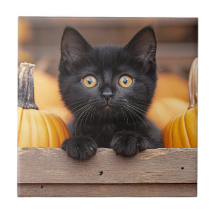 Pumpkin Patch Kitten Tile
