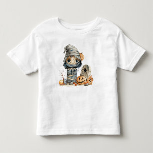 Pumpkin Patch Mummy – Halloween Whimsy in Wraps Toddler T-Shirt
