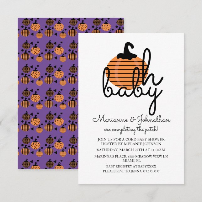 Pumpkin Patch Oh Baby Pumpkins Baby Shower Invitation (Front/Back)