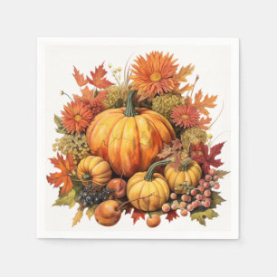 Pumpkin Patch Panorama: Foliage and Florals Napkin