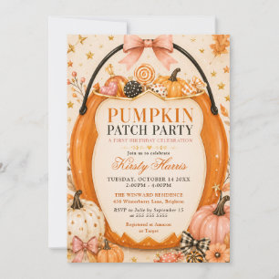 Pumpkin Patch Party 1st Birthday Celebration Invitation