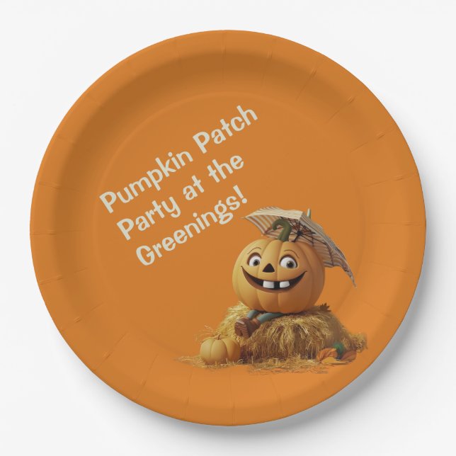 Pumpkin Patch Party Child Friendly Halloween Fall Paper Plate (Front)