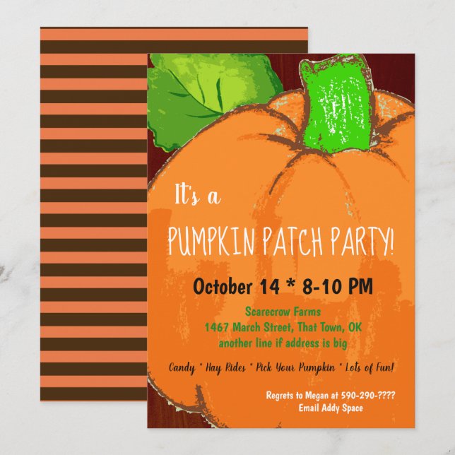 Pumpkin Patch Party Invitation (Front/Back)
