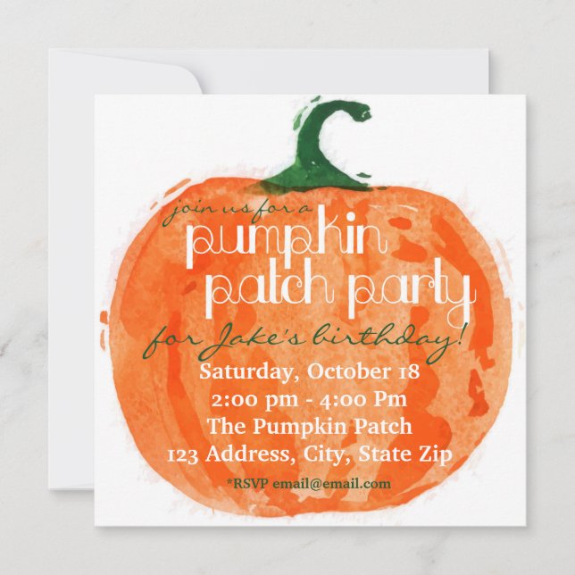 Pumpkin Patch Party Invitation (Front)