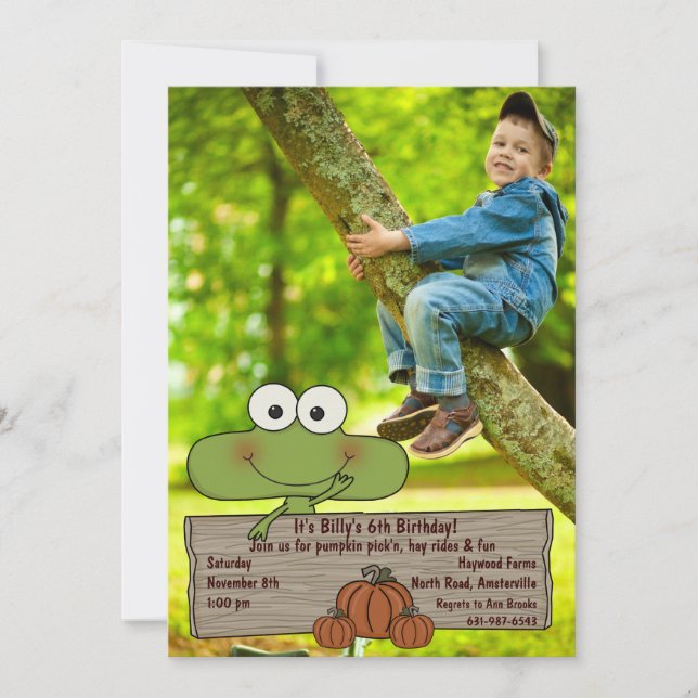 Pumpkin Patch - Photo Birthday Invitation (Front)