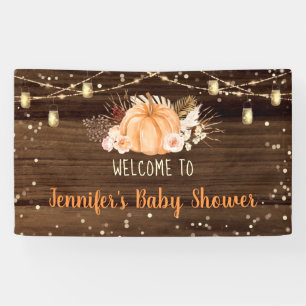 Pumpkin Patch Rustic String Lights Baby Shower Banner