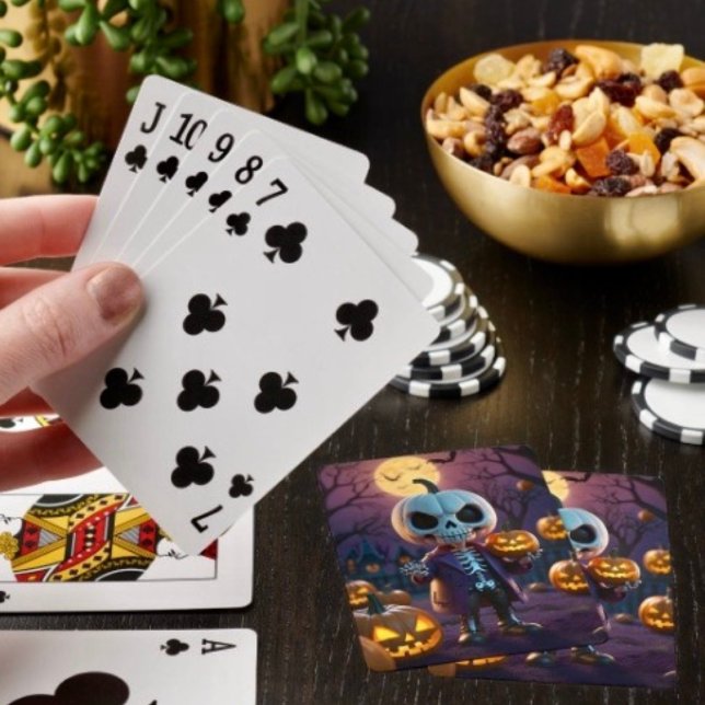 Pumpkin Patch Skeleton Companion Playing Cards (Poker cards easy to shuffle, smooth card stock. Dimensions: 2.5" x 3.5”. 
)