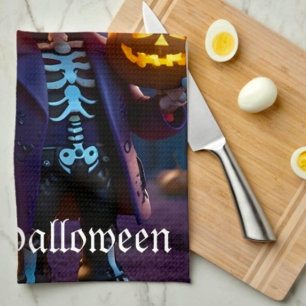 Pumpkin Patch Skeleton Companion Tea Towel