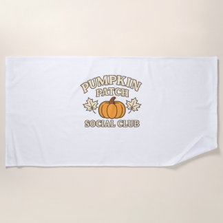 Pumpkin Patch Social Club – Cosy Autumn Aesthetic  Beach Towel