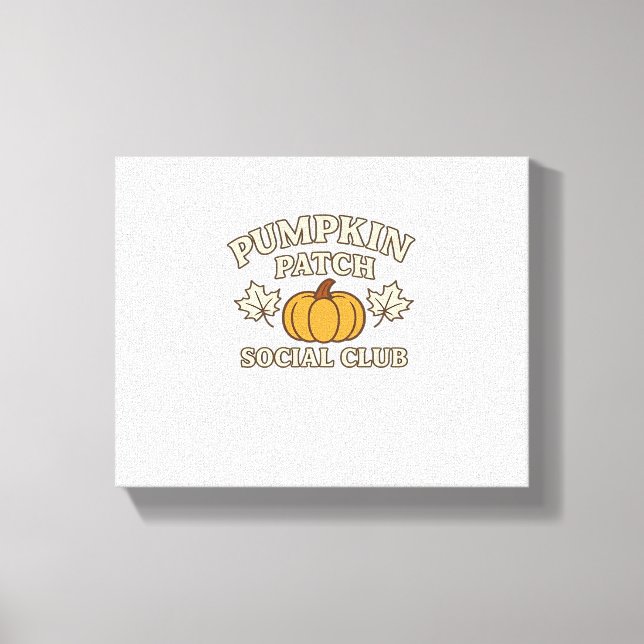 Pumpkin Patch Social Club – Cosy Autumn Aesthetic  Canvas Print (Front)