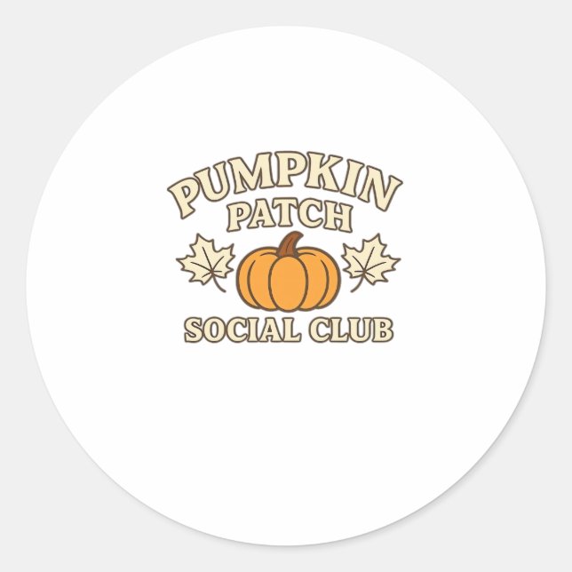 Pumpkin Patch Social Club � Cosy Autumn Aesthetic  Classic Round Sticker (Front)
