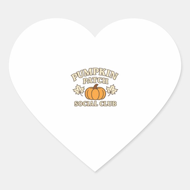 Pumpkin Patch Social Club � Cosy Autumn Aesthetic  Heart Sticker (Front)