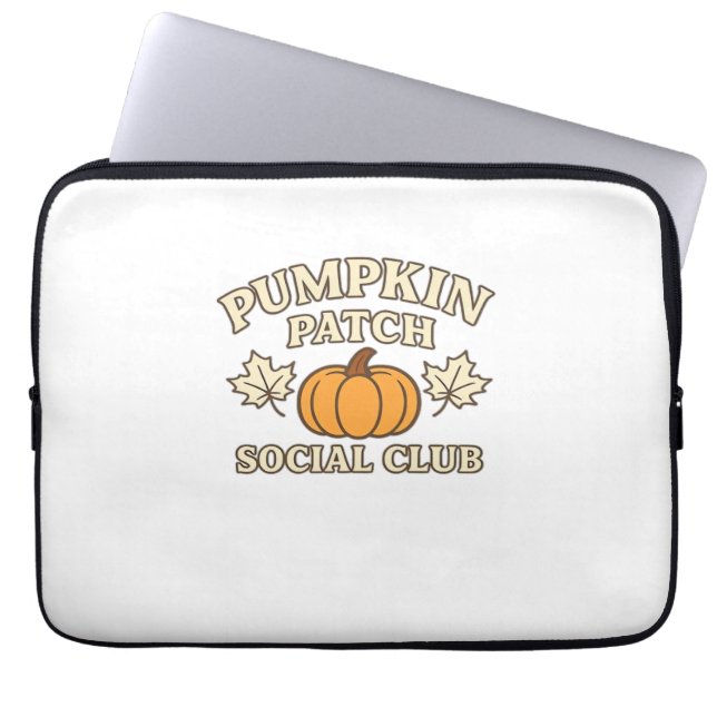 Pumpkin Patch Social Club – Cosy Autumn Aesthetic  Laptop Sleeve (Front)