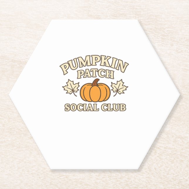Pumpkin Patch Social Club � Cosy Autumn Aesthetic  Paper Coaster (Front)