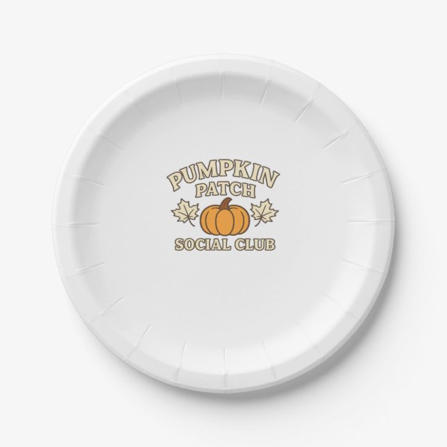 Pumpkin Patch Social Club � Cosy Autumn Aesthetic  Paper Plate (Front)